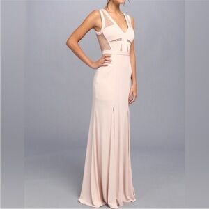 BCBGMaxAzria Pink and Gold Slit Maxi Gown